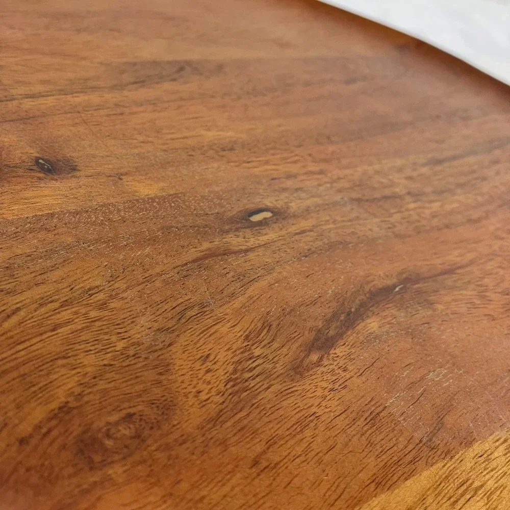 Crate‎ & Barrel Byhring Wood Platter Round Serving Tray Brown 577-374 India